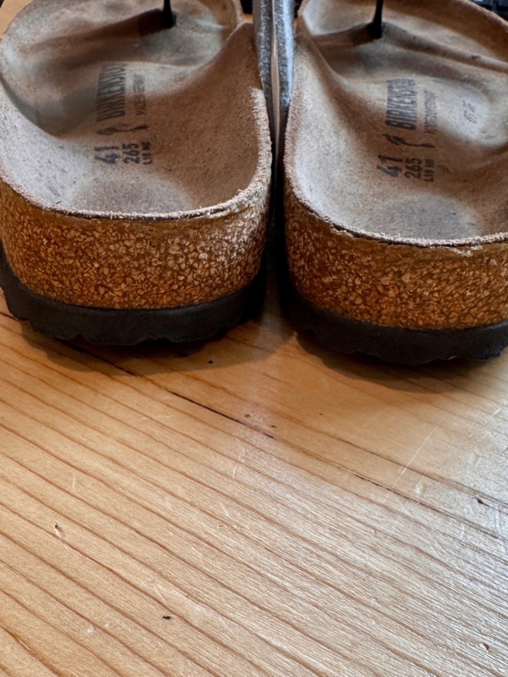 Birkenstock Gizeh Sandals Silver Single Strap Cork Footbed Women 10 EU 41 Narrow - Picture 11 of 13